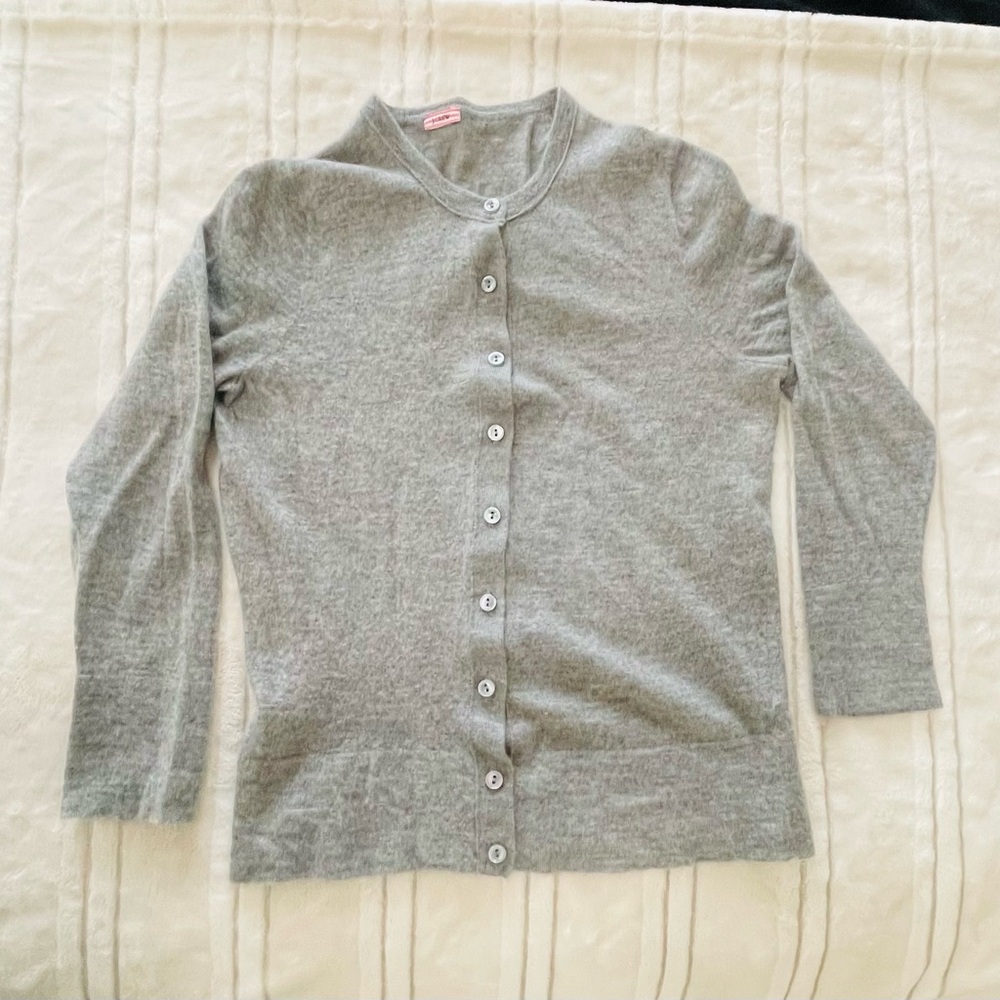 J. Crew Light Gray Women's Button-Down Cashmere Blend Cardigan